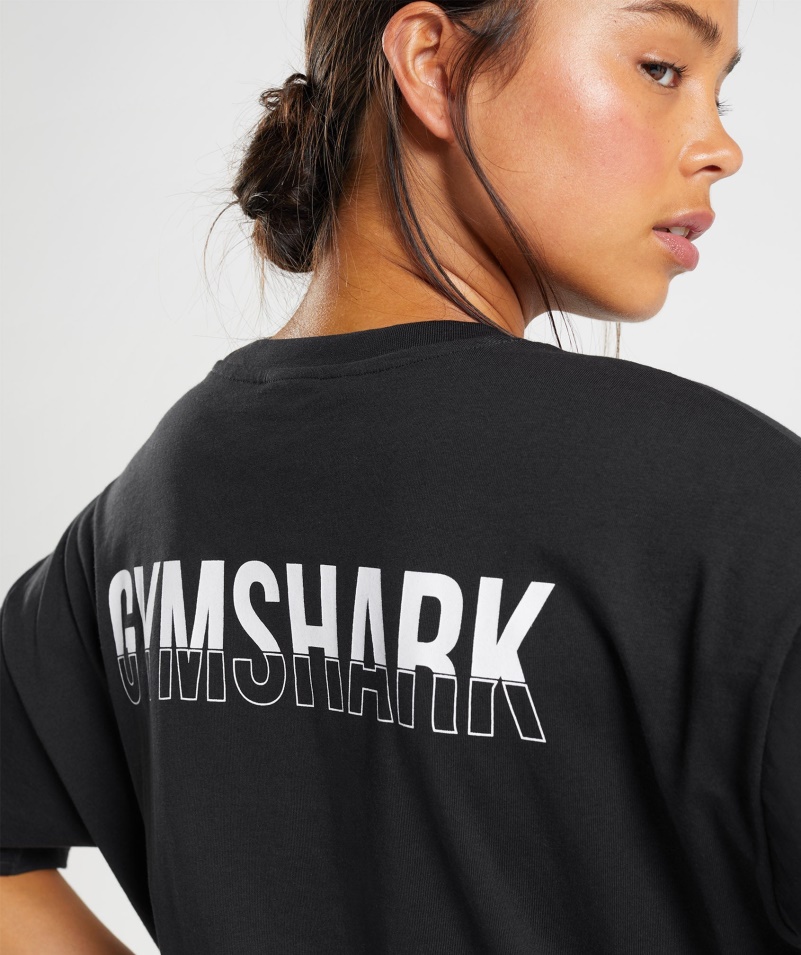 Oversized Tričko Gymshark Frakcie čierno-biele