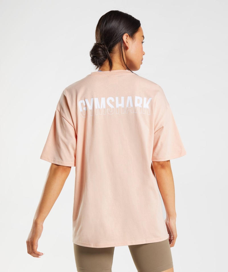 Gymshark Frakcia Oversized Tričko Hlinené Ružové