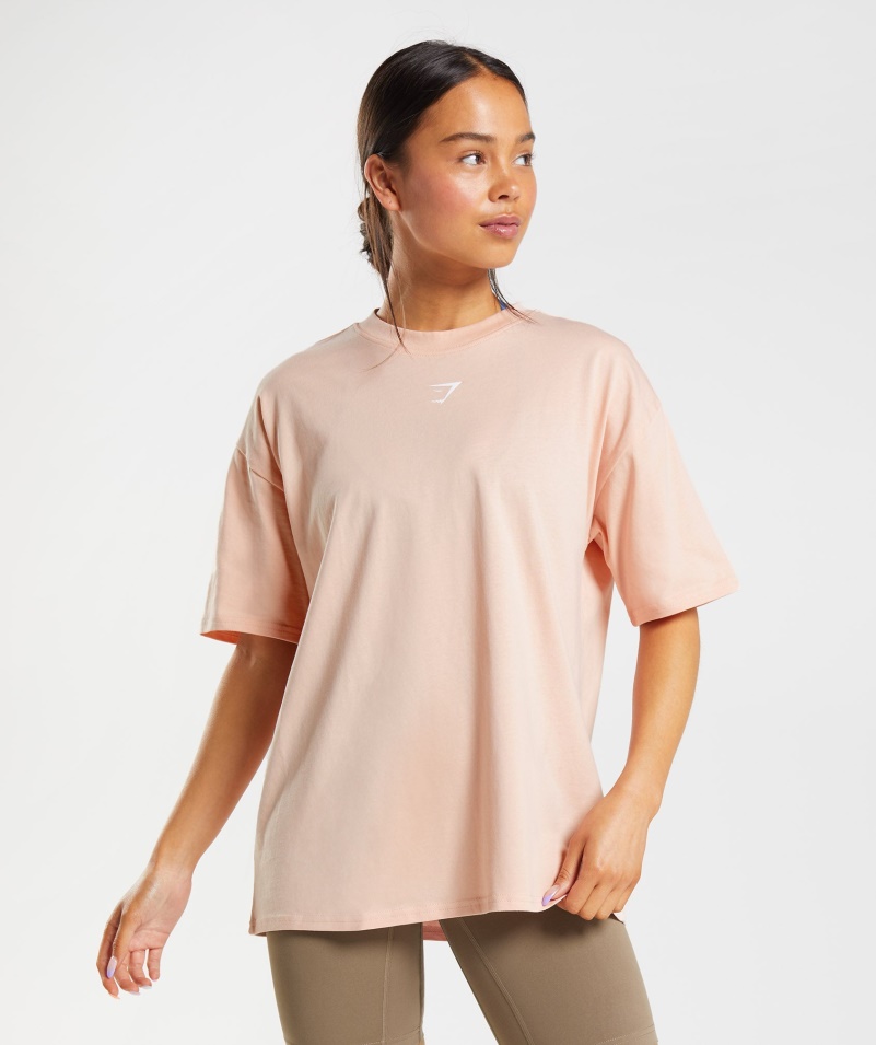 Gymshark Frakcia Oversized Tričko Hlinené Ružové