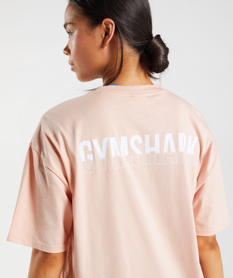 Gymshark Frakcia Oversized Tričko Hlinené Ružové