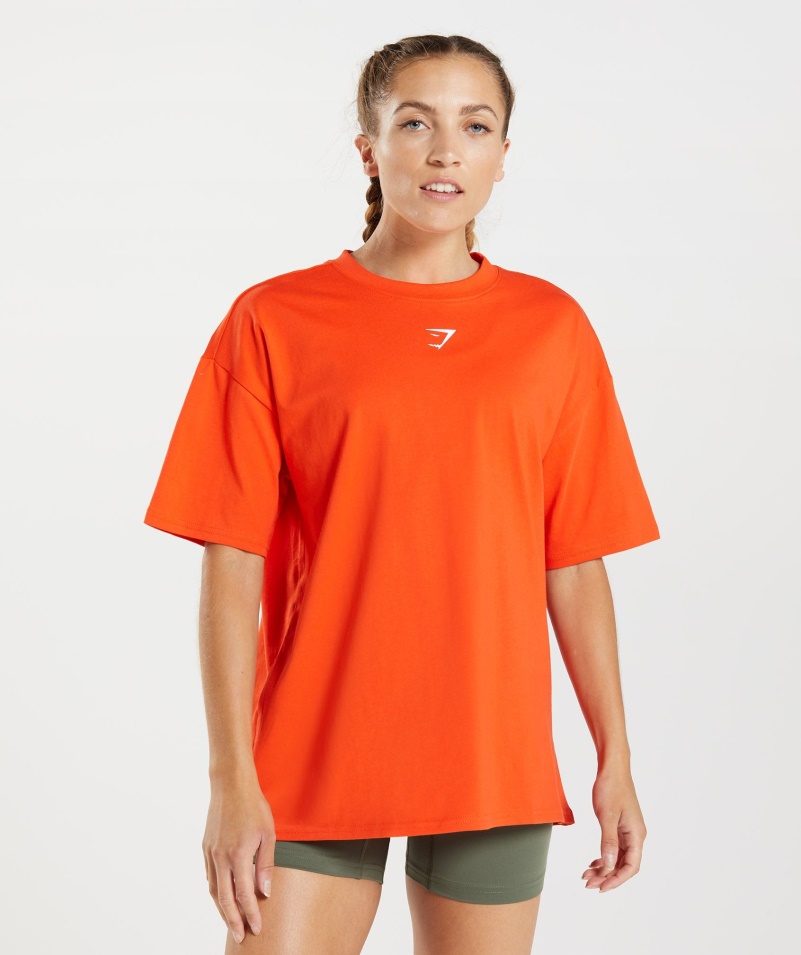 Gymshark Frakcia Oversized Tričko Paprika červená