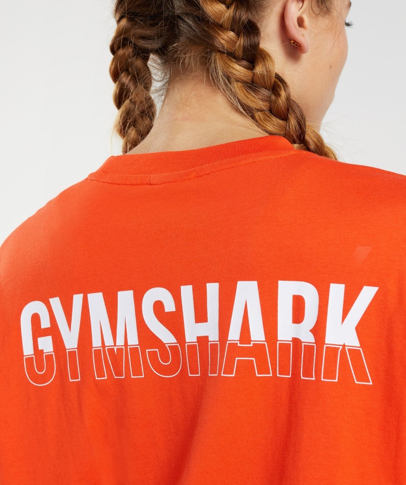 Gymshark Frakcia Oversized Tričko Paprika červená