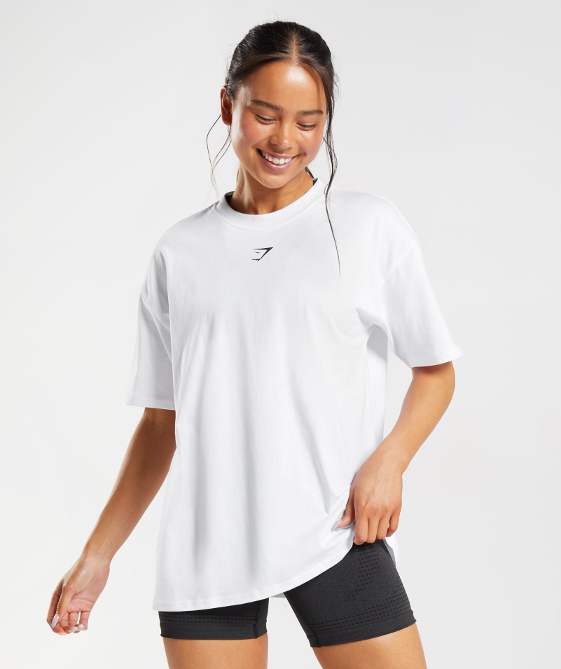 Oversized Tričko Gymshark Frakcie Biele