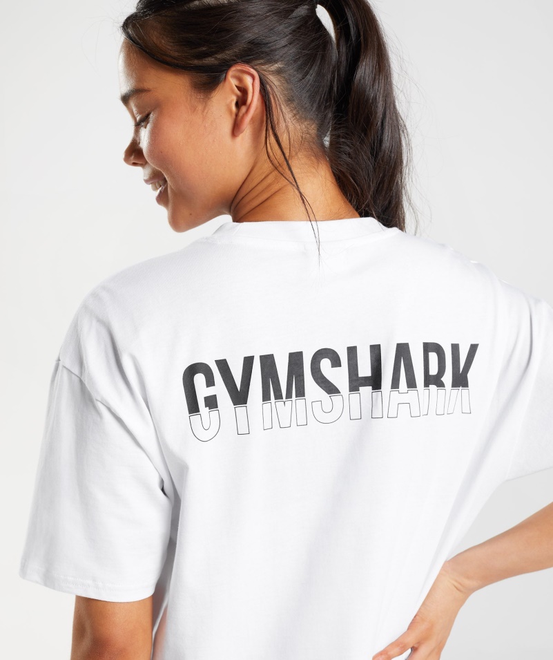 Oversized Tričko Gymshark Frakcie Biele