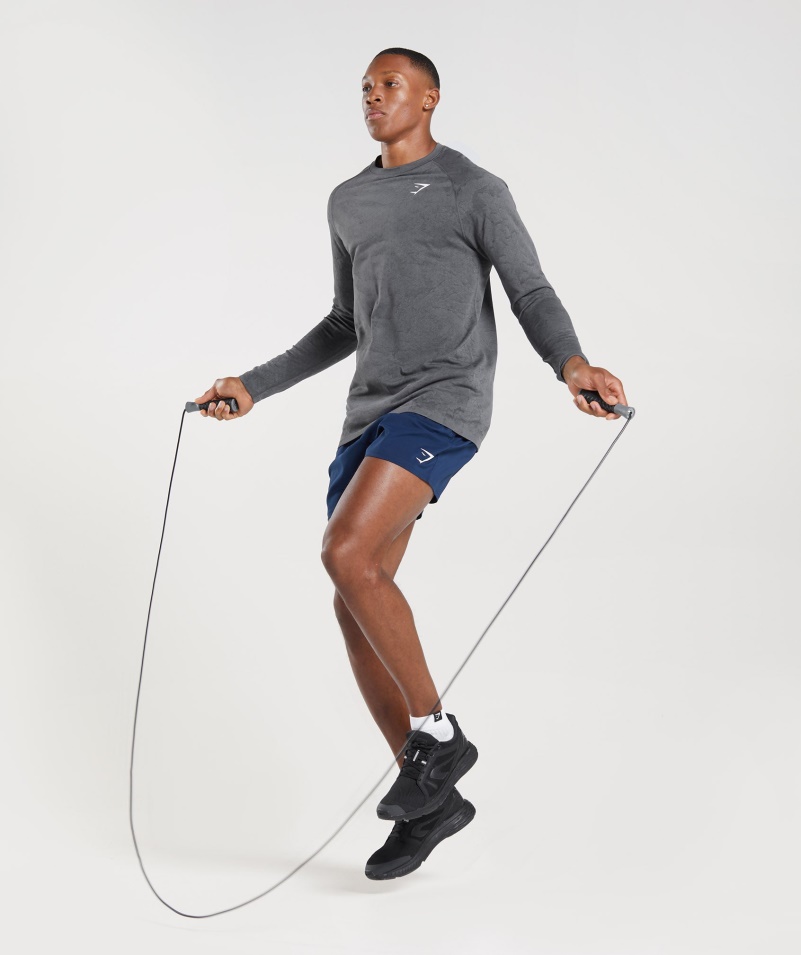 Gymshark Geo Bezšvové Tričko S Dlhým Rukávom Uhľovo Sivočierne