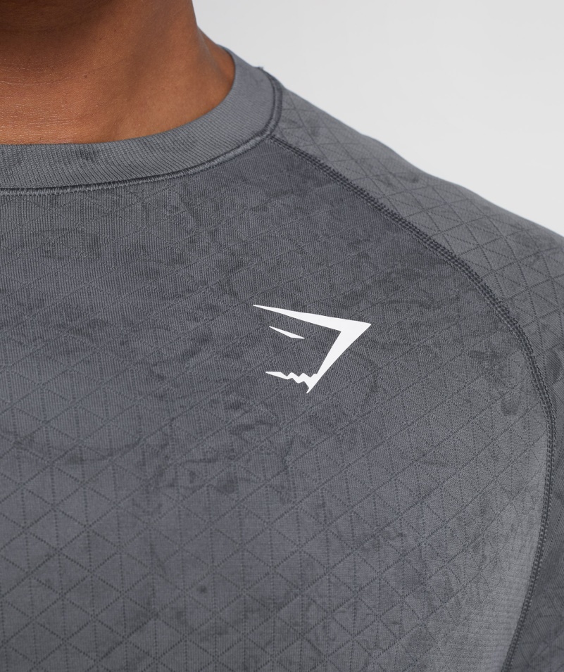 Gymshark Geo Bezšvové Tričko S Dlhým Rukávom Uhľovo Sivočierne