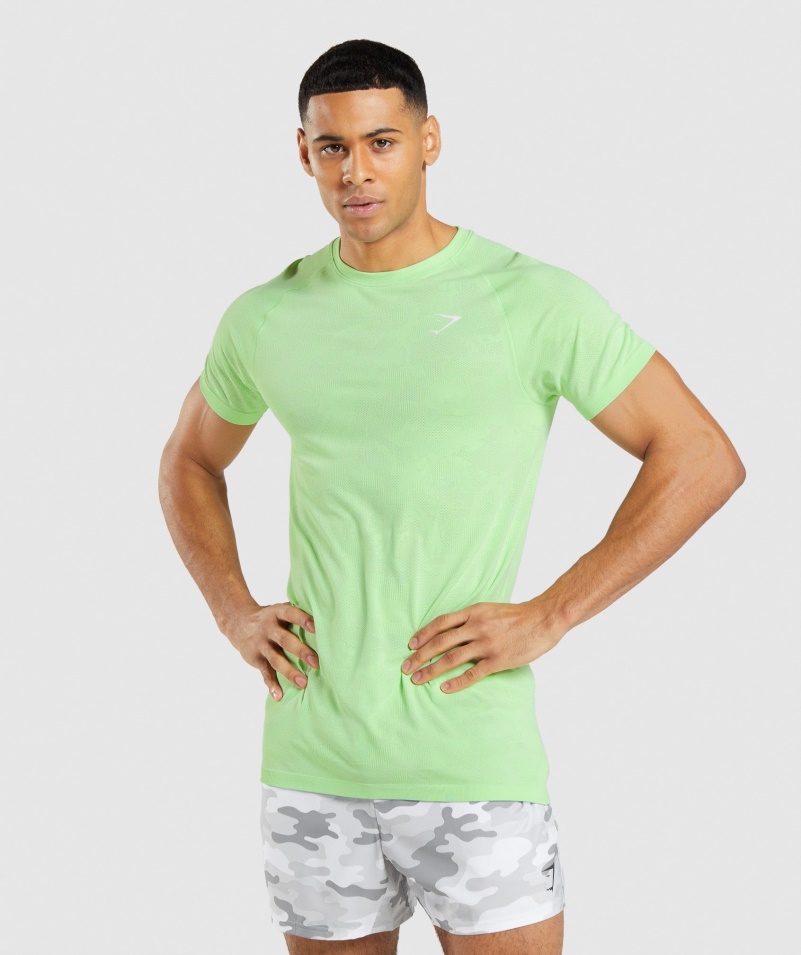 Gymshark Geo Bezšvové Tričko Bali Zeleno-biele