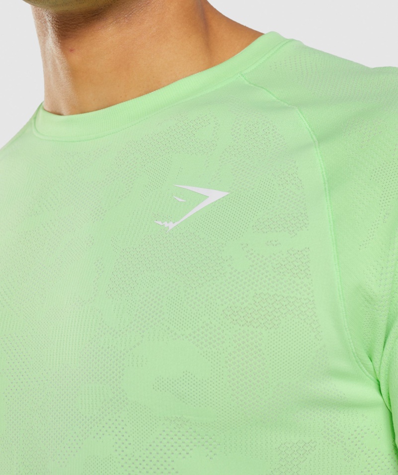 Gymshark Geo Bezšvové Tričko Bali Zeleno-biele