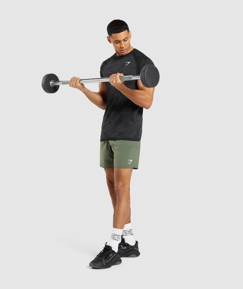 Gymshark Geo Bezšvové Tričko čierno-uhlovo šedé