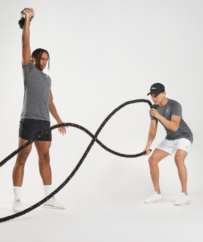 Gymshark Geo Bezšvové Tričko Uhľovo šedo-čierne