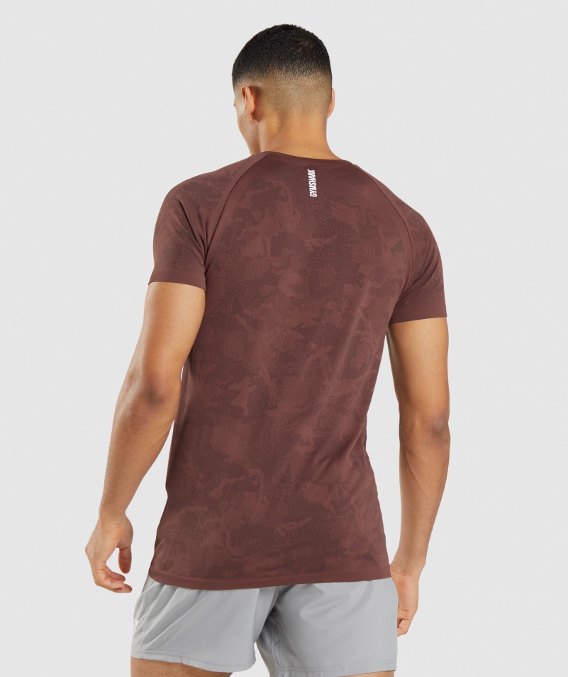 Gymshark Geo Bezšvové Tričko Cherry Hnedo-čierne