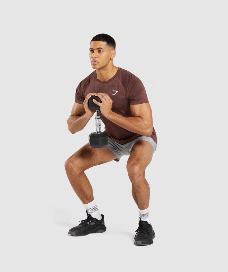 Gymshark Geo Bezšvové Tričko Cherry Hnedo-čierne