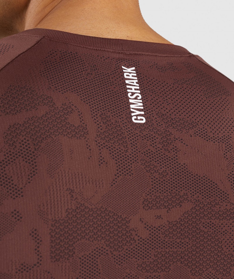 Gymshark Geo Bezšvové Tričko Cherry Hnedo-čierne