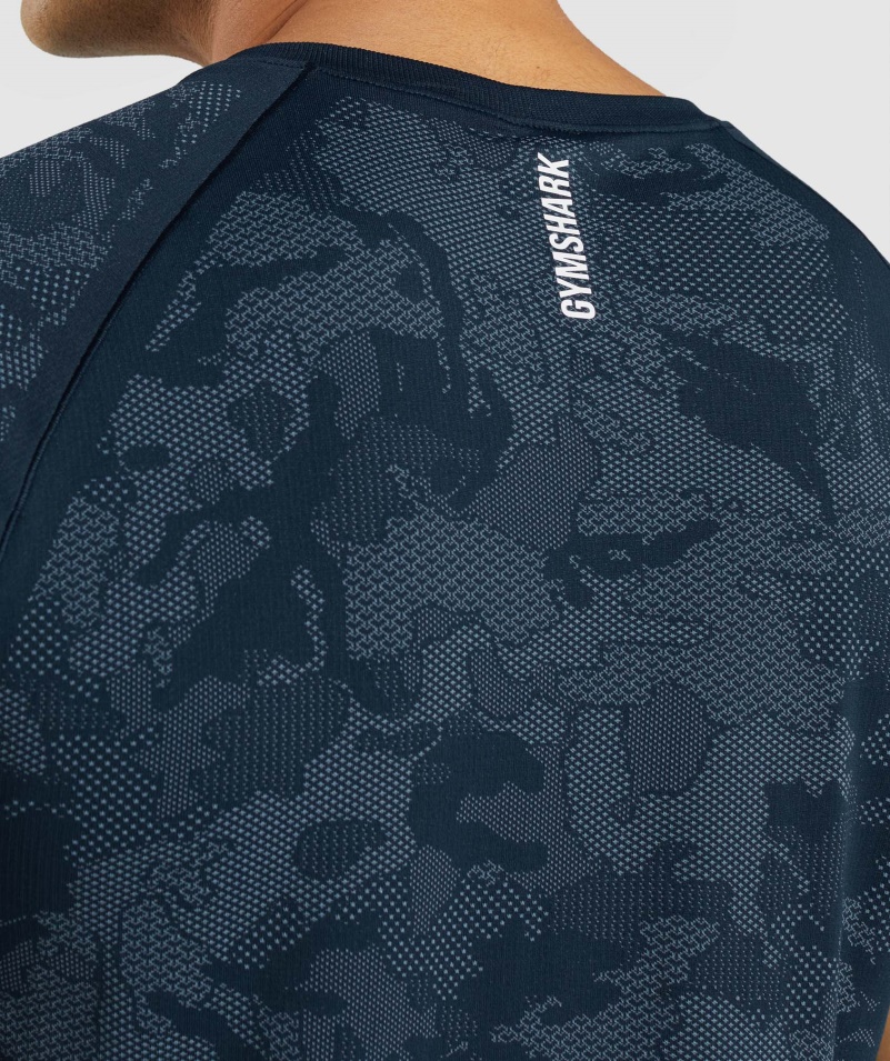 Gymshark Geo Bezšvové Tričko Námornícko-hmlové Modré
