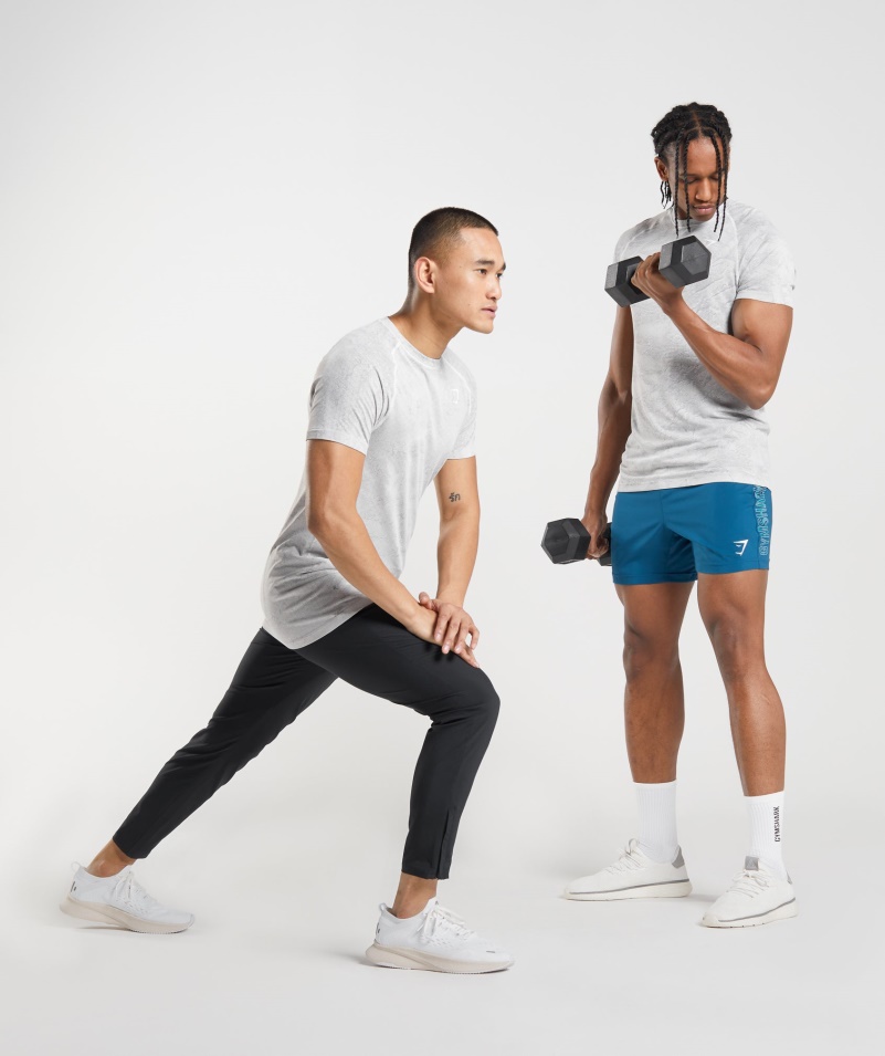 Gymshark Geo Bezšvové Tričko Bielej Až Svetlosivej Farby