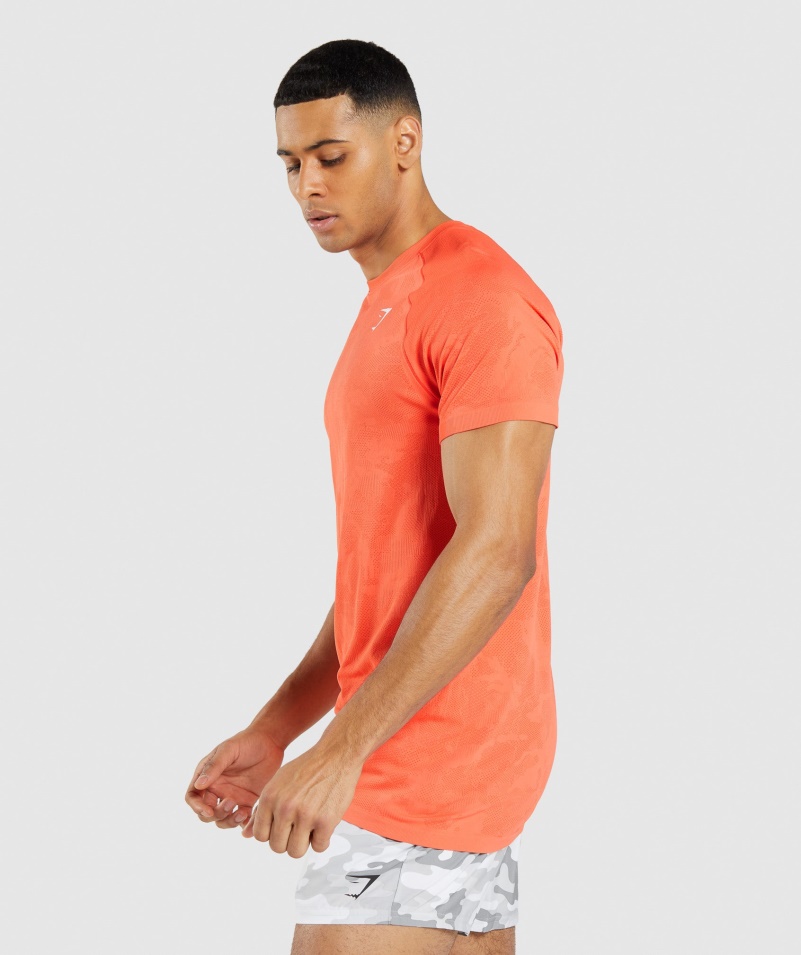 Gymshark Geo Bezšvové Tričko Papaya Oranžovo-korenistá Oranžová