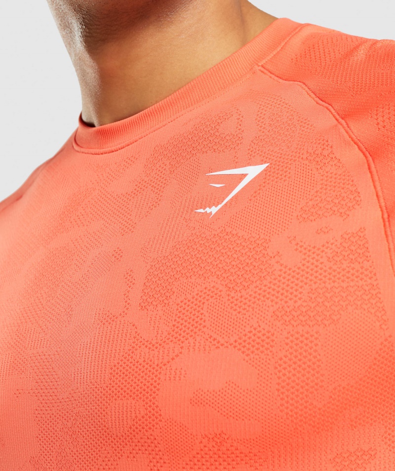 Gymshark Geo Bezšvové Tričko Papaya Oranžovo-korenistá Oranžová