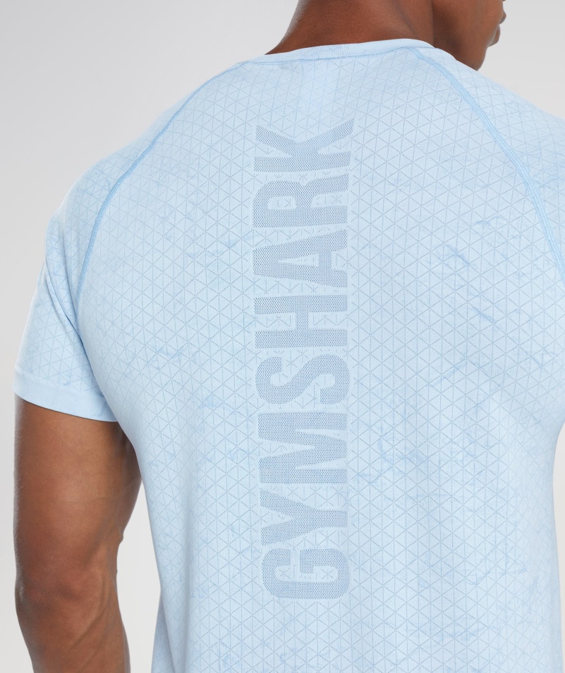 Gymshark Geo Bezšvové Tričko Bielo-mesačný Kameň Modré
