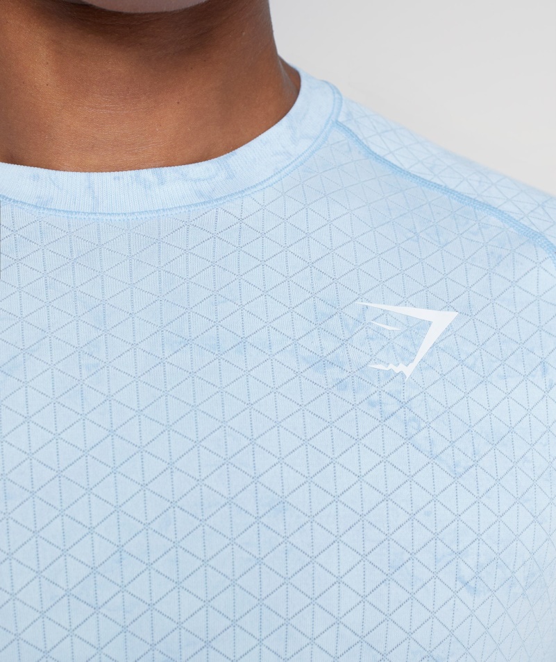 Gymshark Geo Bezšvové Tričko Bielo-mesačný Kameň Modré