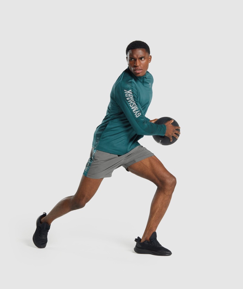 Gymshark Grafické športové šortky šedé