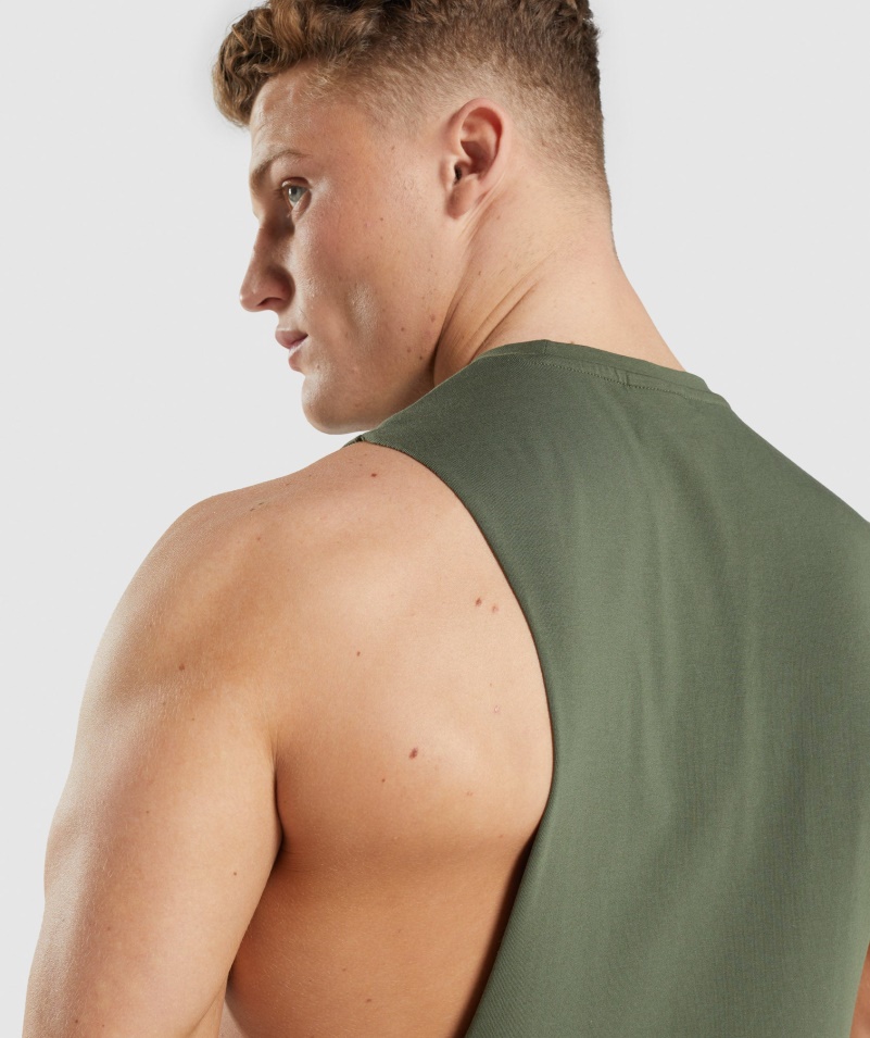 Gymshark Noha Deň Pokles Paže Jadro Tanku Olivový
