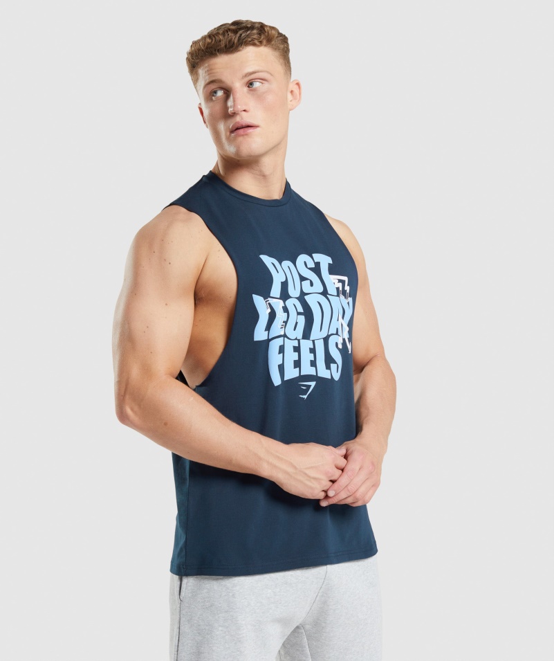 Gymshark Leg Day Drop Arm Tank Navy