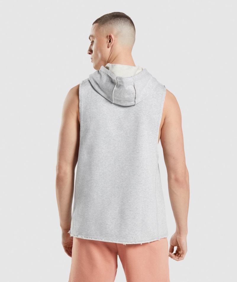 Gymshark Legacy Drop Arm Mikina S Kapucňou Svetlosivá Jadrová Marl