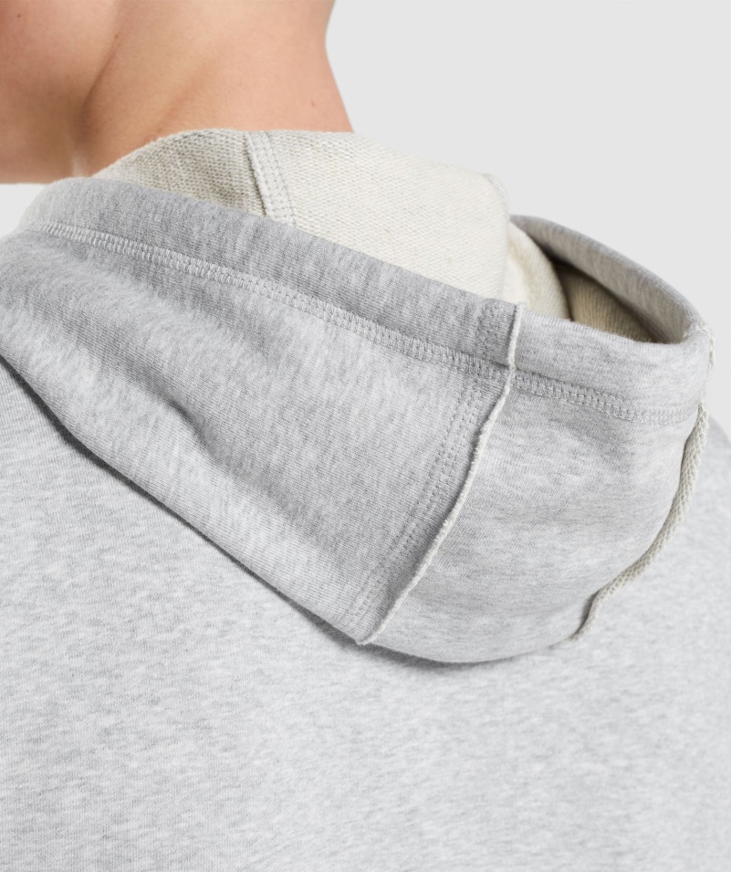 Gymshark Legacy Drop Arm Mikina S Kapucňou Svetlosivá Jadrová Marl