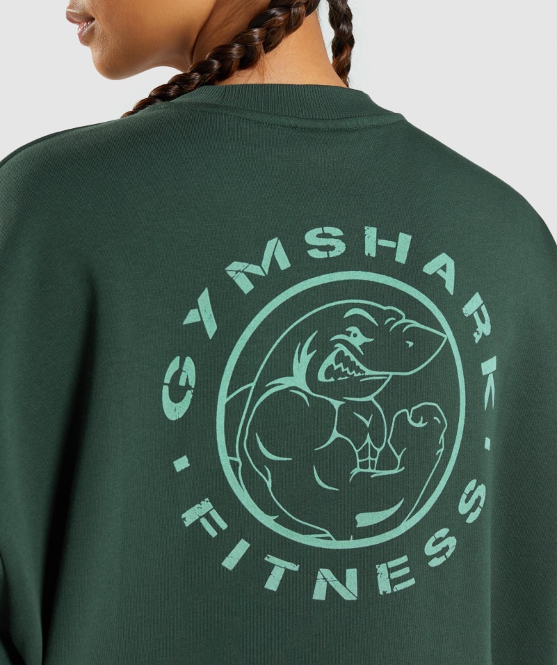 Gymshark Legacy Grafická Mikina Tmavozelená