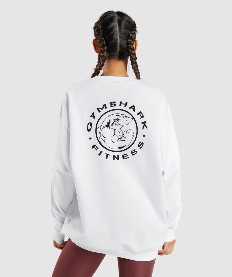 Gymshark Legacy Grafická Mikina Biela