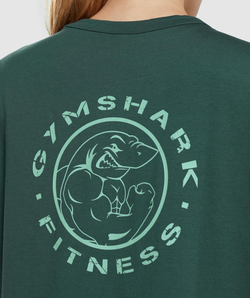 Gymshark Legacy Grafické Tričko Tmavo Zelené