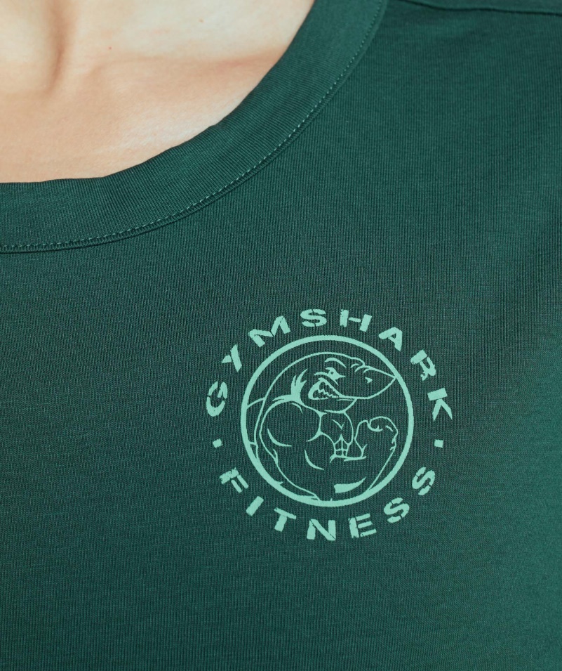 Gymshark Legacy Grafické Tričko Tmavo Zelené