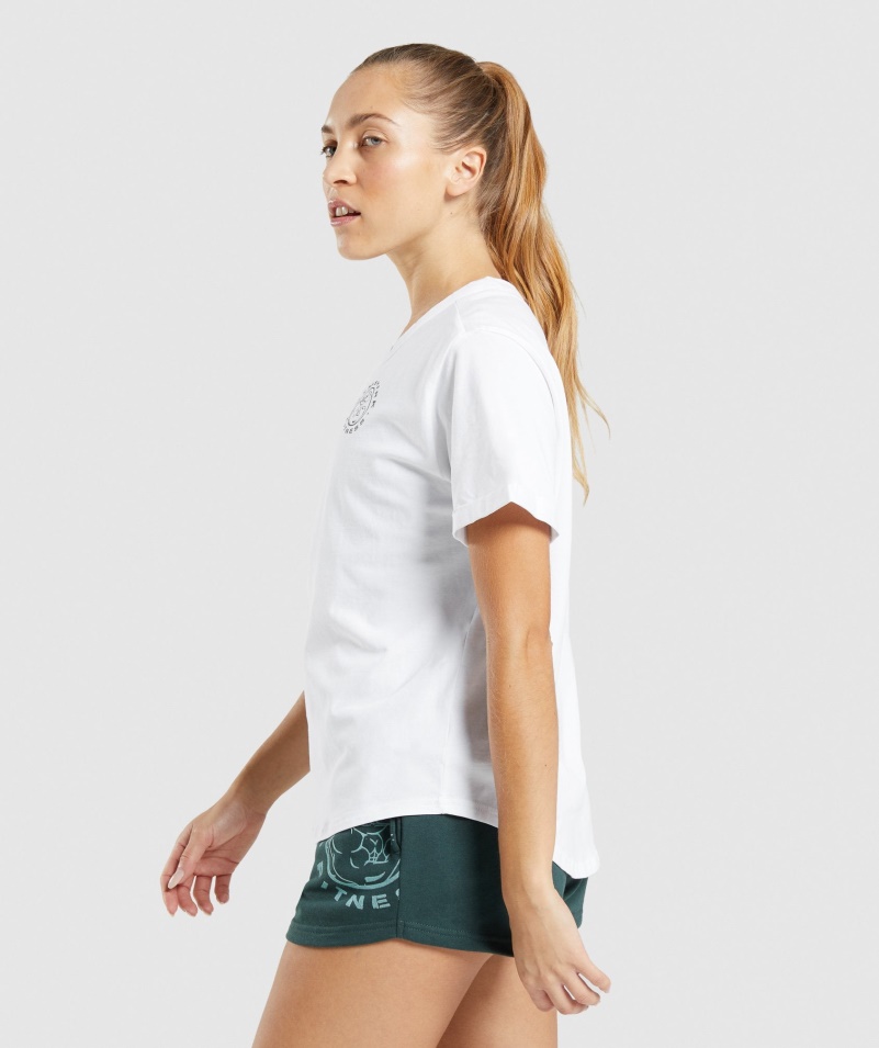 Gymshark Legacy Grafické Tričko Biele