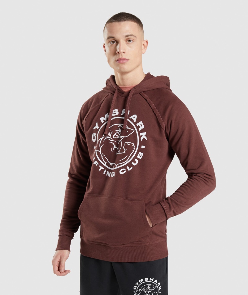 Mikina S Kapucňou Gymshark Legacy čerešňovo Hnedá