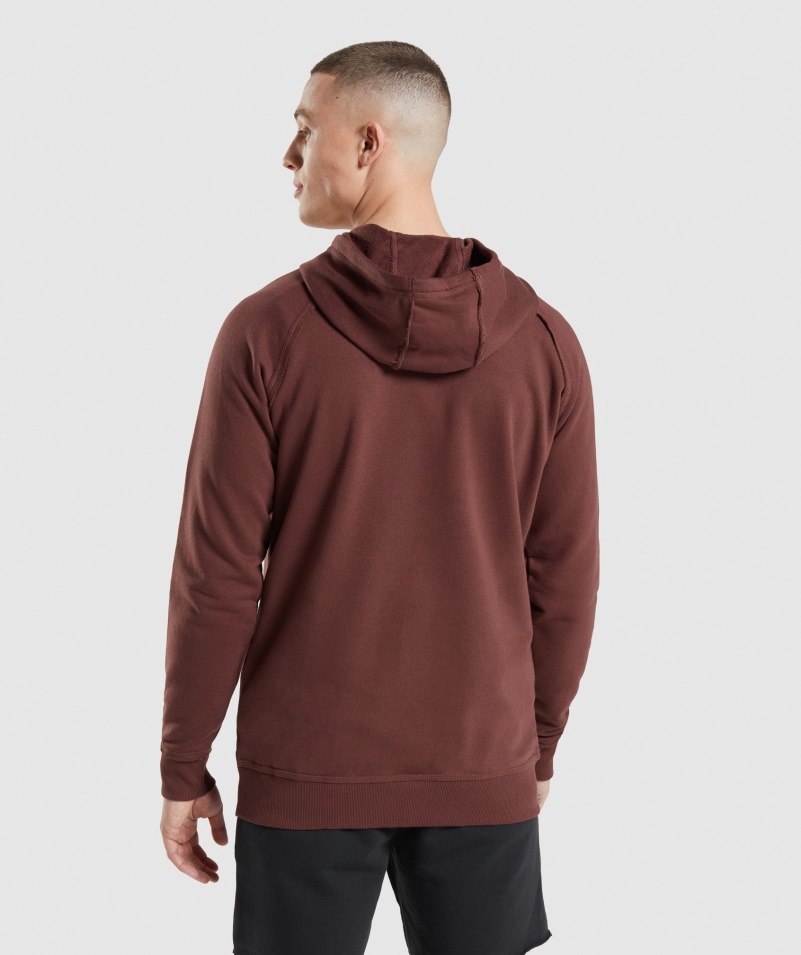 Mikina S Kapucňou Gymshark Legacy čerešňovo Hnedá