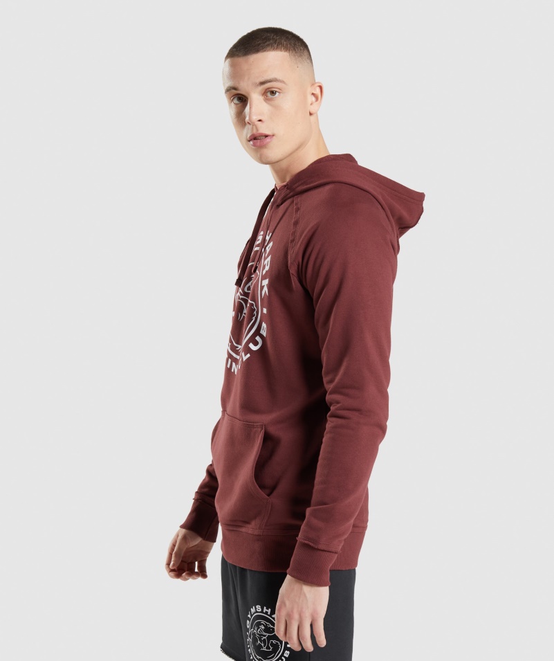 Mikina S Kapucňou Gymshark Legacy čerešňovo Hnedá
