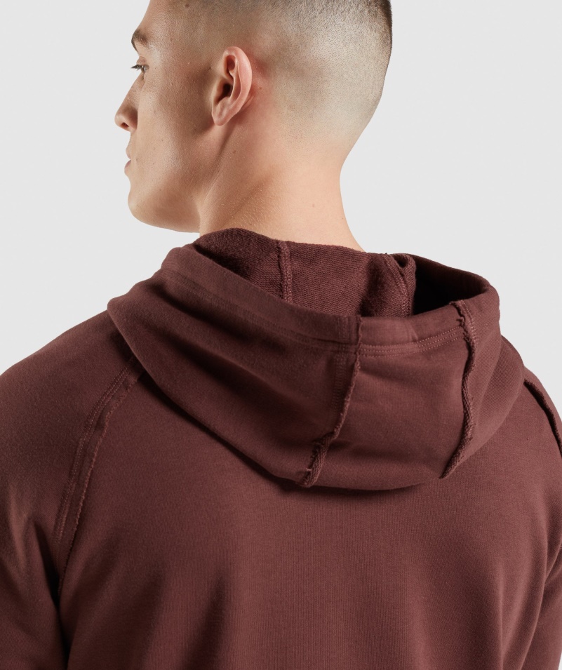 Mikina S Kapucňou Gymshark Legacy čerešňovo Hnedá