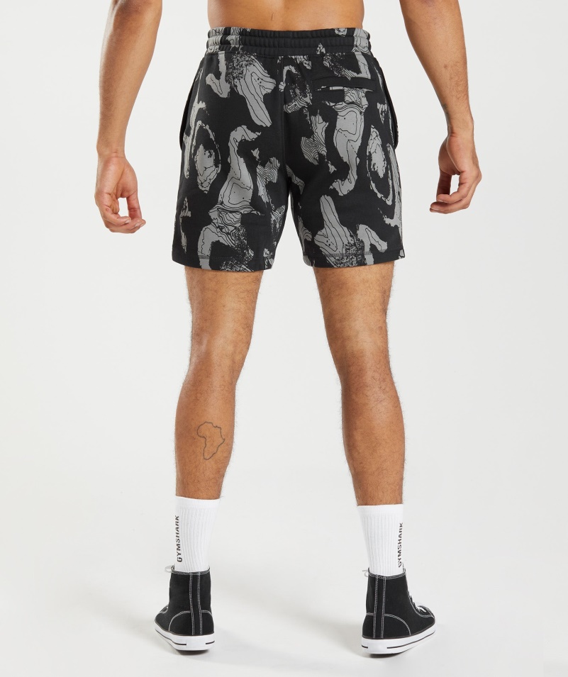 Gymshark Map Print Shorts Black Print