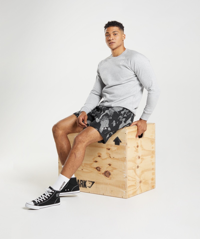 Gymshark Map Print Shorts Black Print