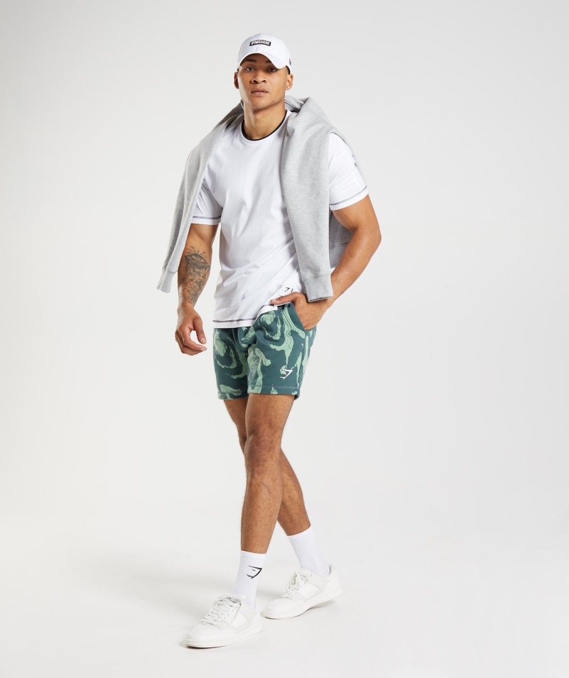 Gymshark S Potlačou Mapy šortky S Modrozelenou Potlačou