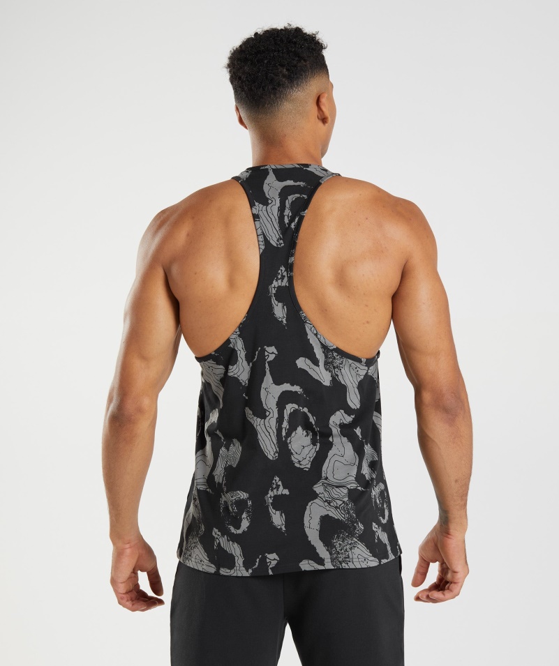 Gymshark Map Print Stringer Black Print