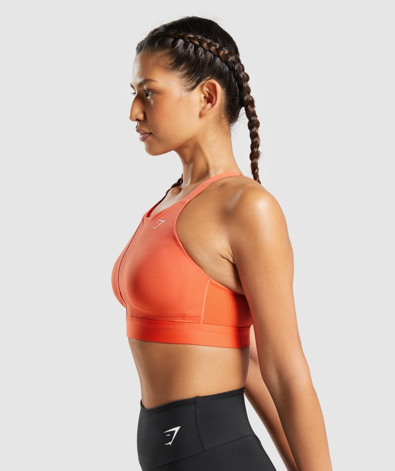 Gymshark Sieťovaný Výstrih 2.0 športová Podprsenka Papaya Oranžová