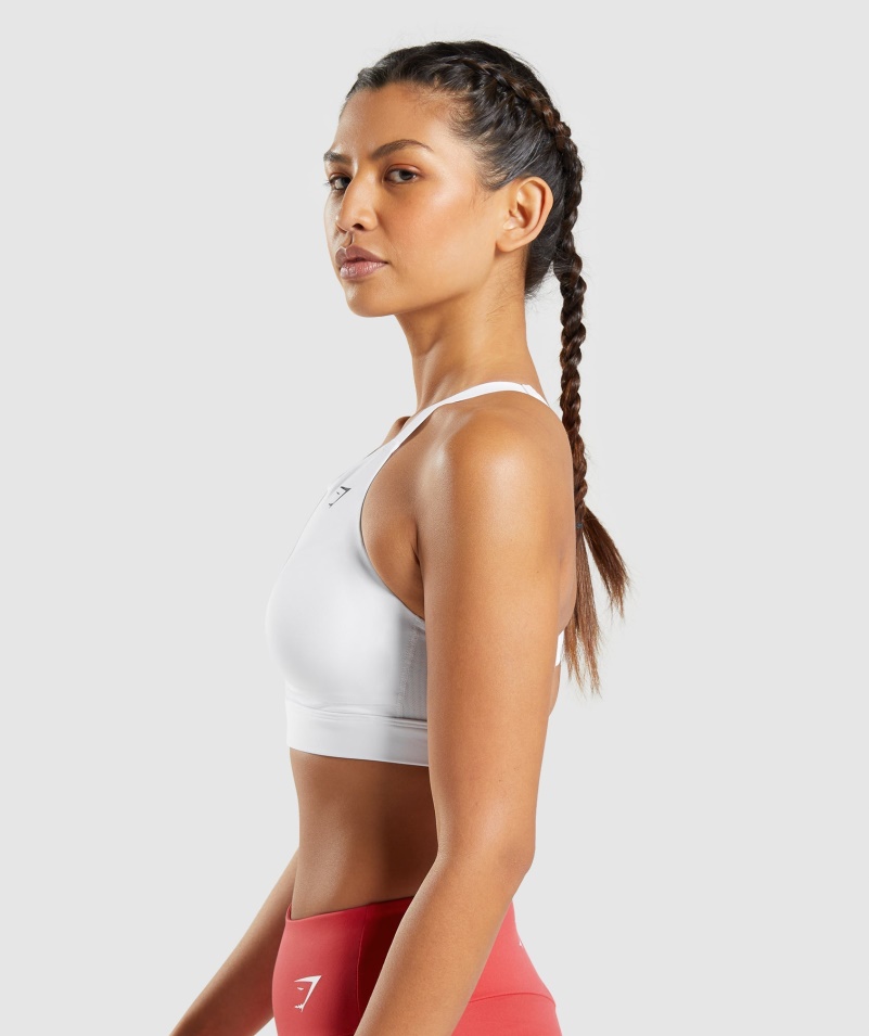 športová Podprsenka Gymshark Sieťovaný Výstrih 2.0 Biela