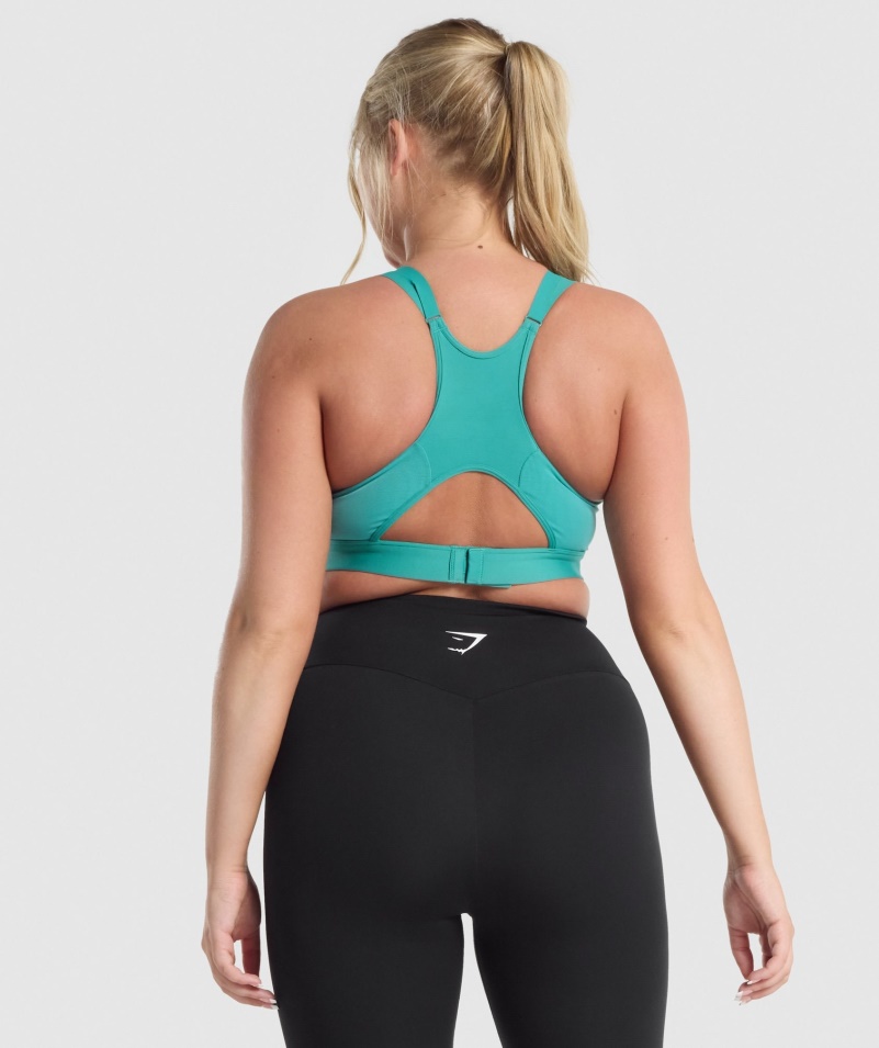 Gymshark Sieťovaný Výstrih športová Podprsenka Modrozelená