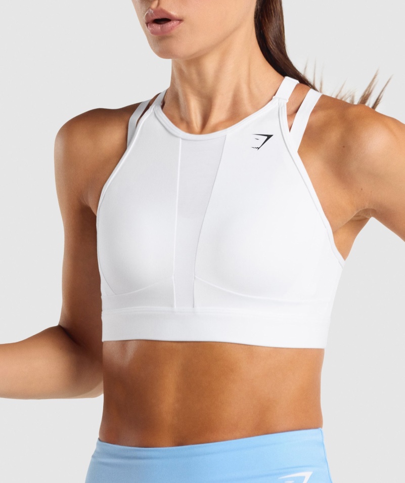 Gymshark Sieťkovaný Výstrih športová Podprsenka Biela