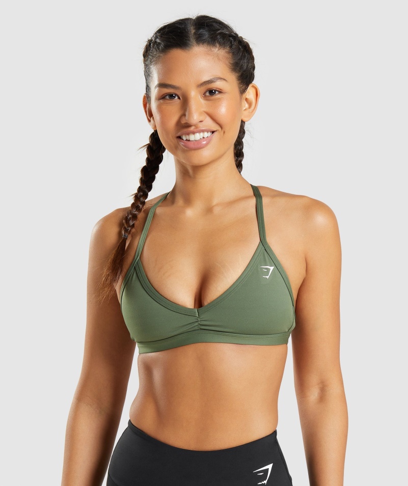 Gymshark Minimálna športová Podprsenka Jadro Olivová