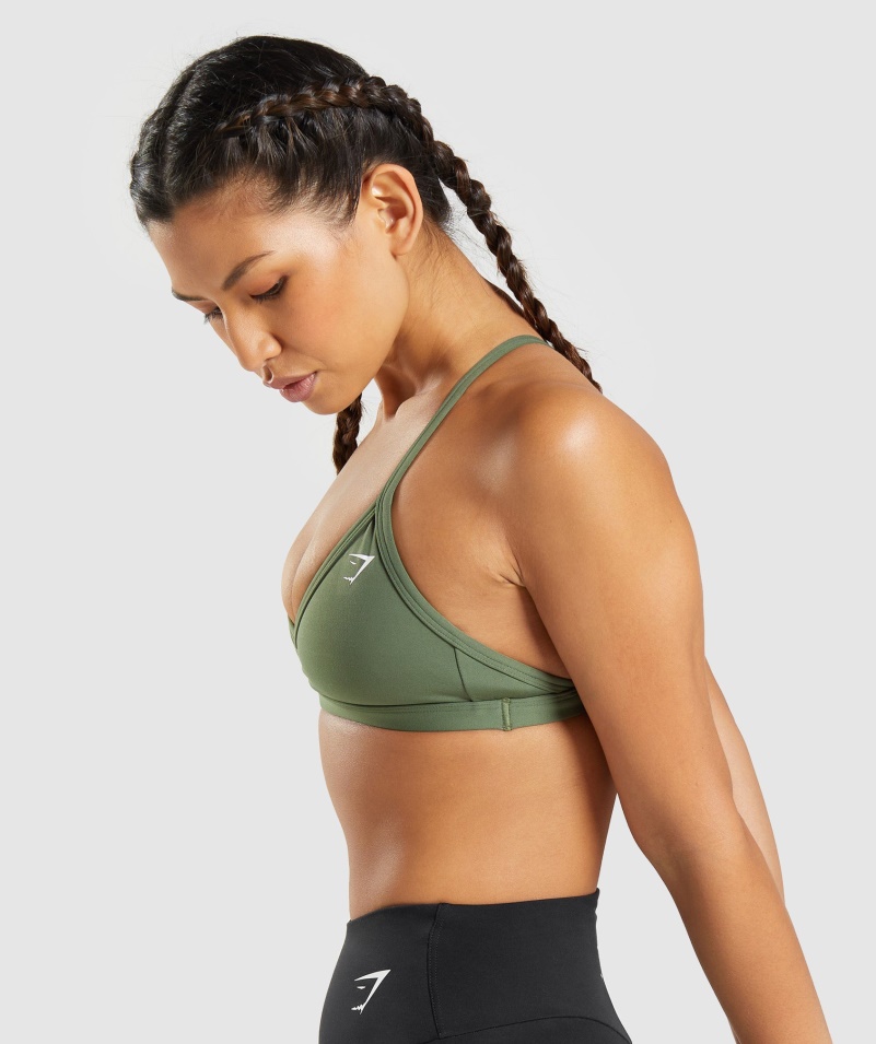 Gymshark Minimálna športová Podprsenka Jadro Olivová