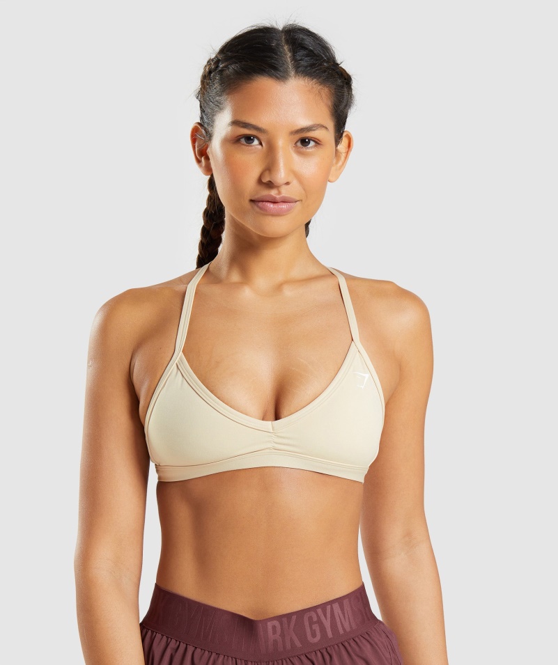Gymshark Minimálna športová Podprsenka Vanilkovo Hnedá