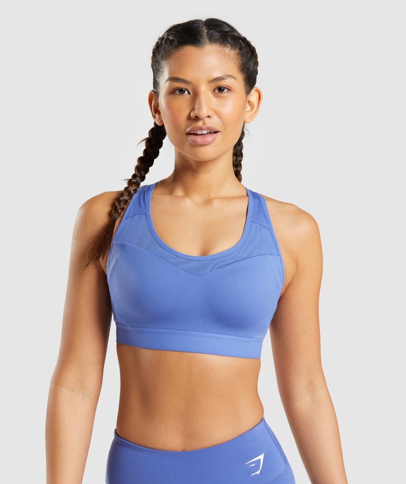Gymshark Open Back športová Podprsenka Kurt Blue