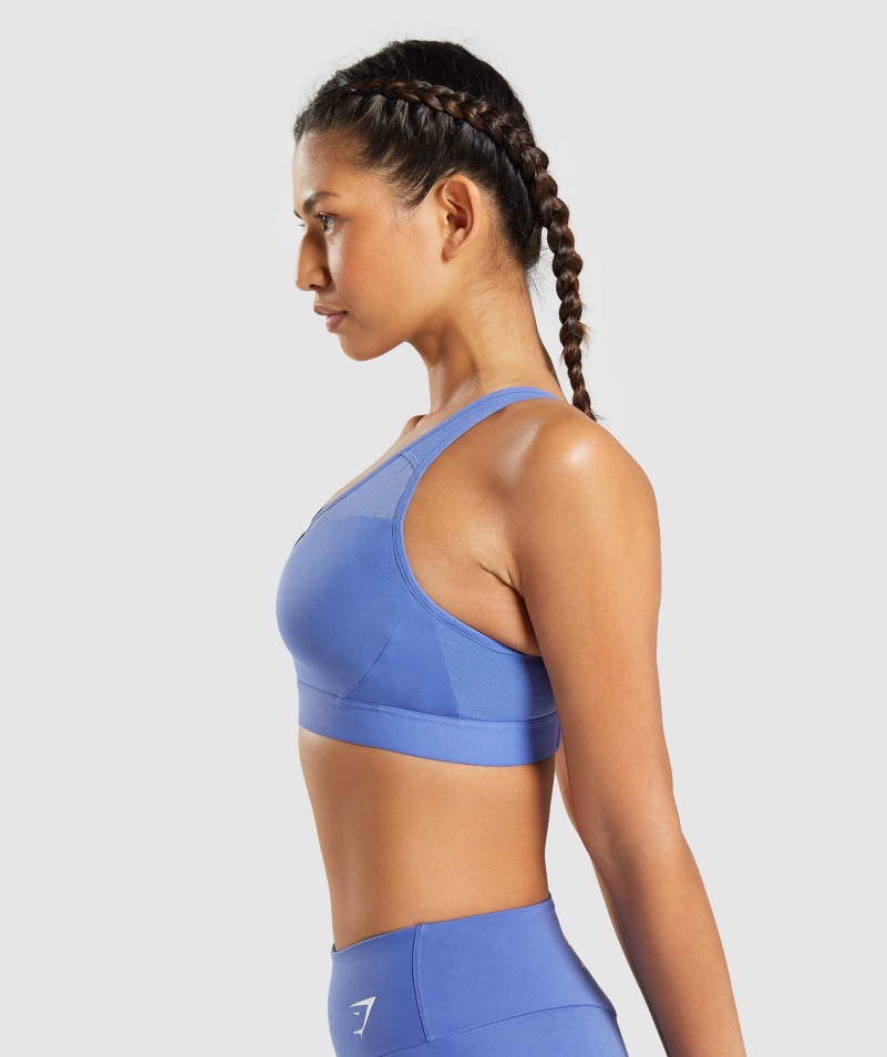 Gymshark Open Back športová Podprsenka Kurt Blue